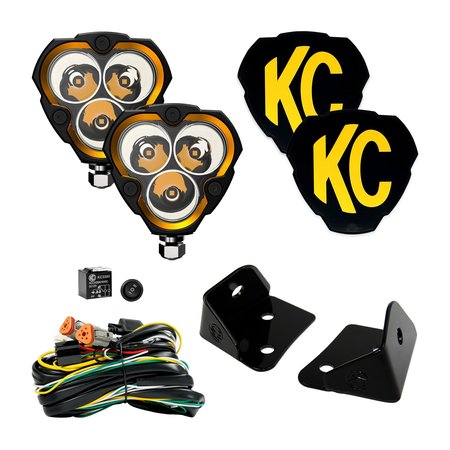 KC HILITES KIT; JEEP JK FLEX ERA 3 SPOT + A-PILLAR BRKT 97126